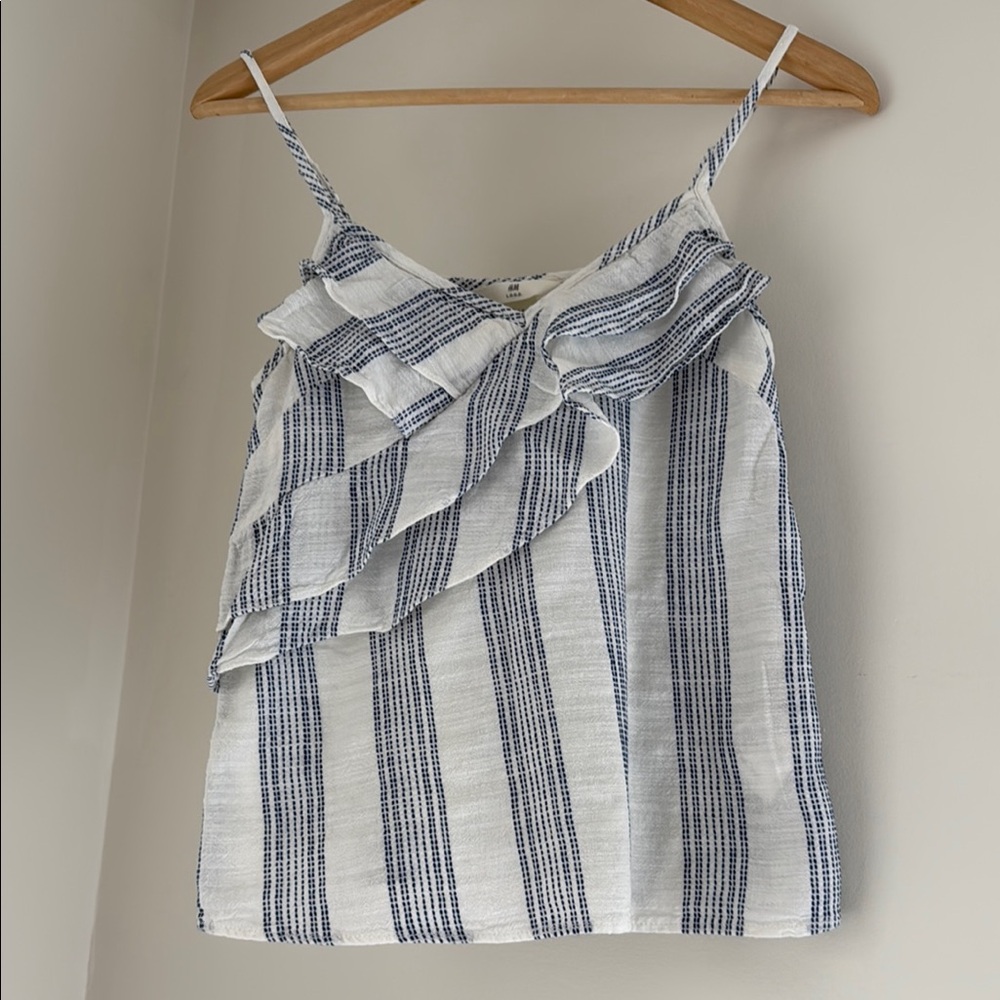Striped Ruffle Sleeveless Top - Picture 2 of 3